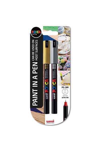 Uni Posca Pc-1Mr Marker Acrylic Painting Pen Set of 2 Gold Silver
