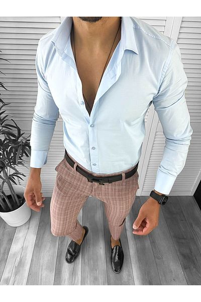 dehaine Men's casual pants, plaid, slim fit, Red, 7156