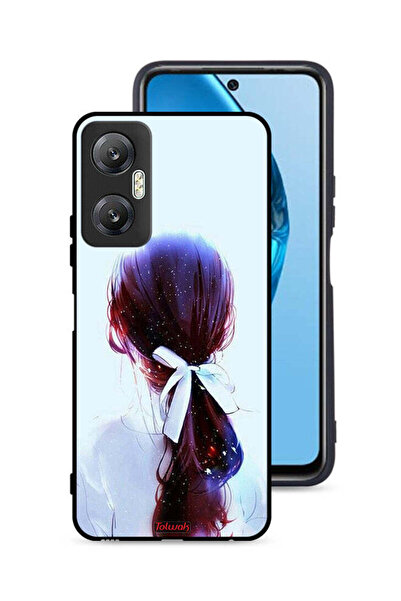 Tolwak غطاء حماية لهاتف Infinix Hot 20 5G بتصميم ربطة شعر مع رباط شعر وفن فتاة
