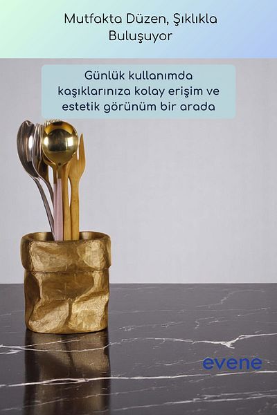 Evene Suport pentru tacâmuri de blat Suport decorativ pentru tacâmuri vertical Cilindru Suport pentru tacâmuri Culoare auriu anticat Model 80