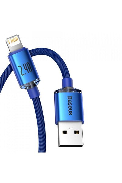 Baseus USB to Lightning data cable, 2.4A, 2m, Baseus Crystal Shine (CAJY000103) - Blue
