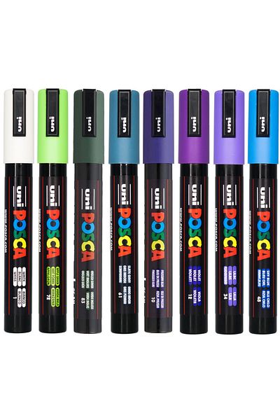 Uni Posca Pc-5M 1.8-2.5mm Marker Acrylic Painting Pen Set of 8 Winter Colors