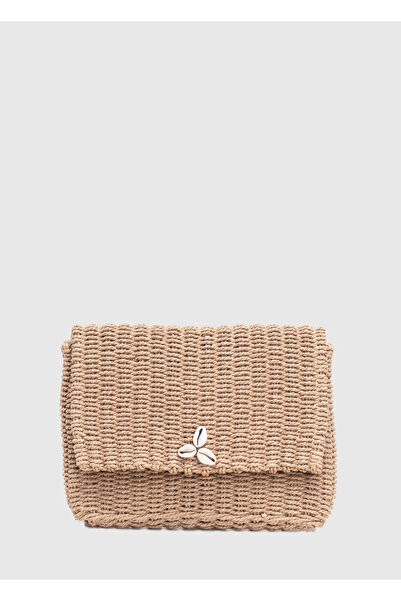 OGGO Τσάντα χιαστί με ψάθινη λαβή