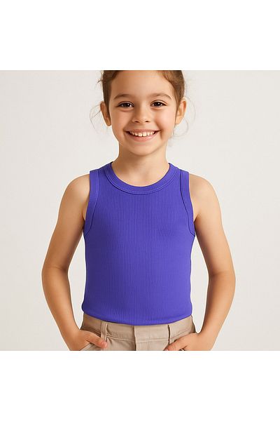 Kyex Pure Dots Girl's Ribbed Summer Purple Body Blouse