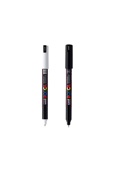 Uni Posca Pc-1Mr Marker Acrylic Painting Pen Set of 2 Black and White