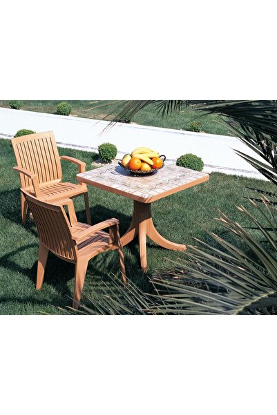 Papatya Alize Koltuk Teak 2li Paket - Plastik Bahçe Balkon Koltuğu