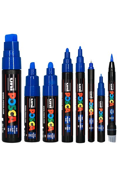 Uni Posca Marker Acrylic Painting Pen Blue Colors Set
