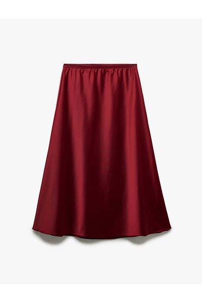 Koton Standard Waist Regular Fit Satin Midi Skirt
