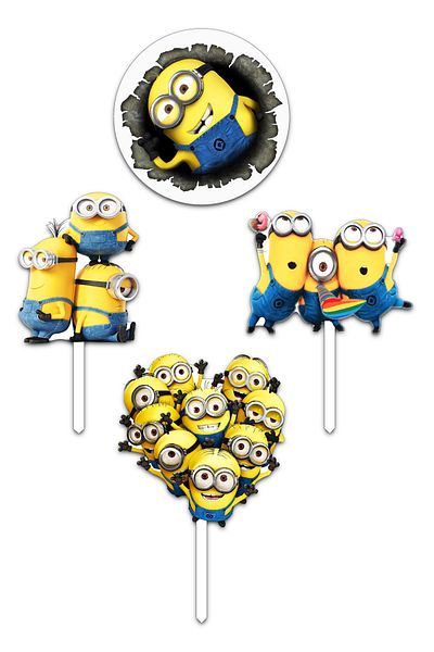 Bloom Atelier Minions Cake Figurines, Set of 4 Cake Accessories, Cake Decoration Accessories, Cake Decorations