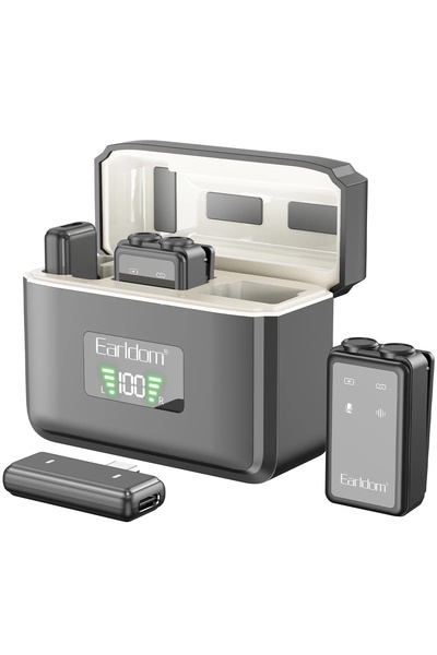 m.tk moveteck 2Adet Kablosuz Yaka Mikrofonu Type-C Apple Lightning ANC Dijita...