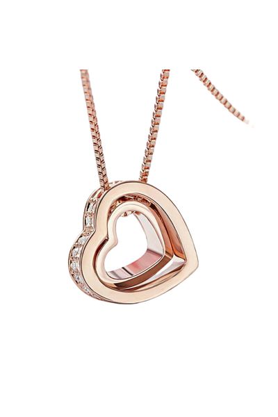MBrands Rose Gold Plated Heart Shaped Necklace with Crystals