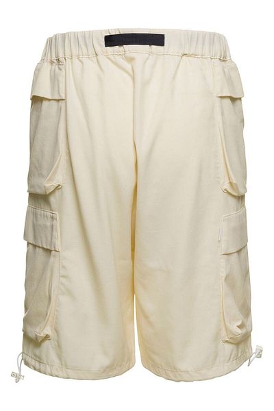 bonsai Beige Cargo Shorts With Buckle Fastening In Stretch Wool Man