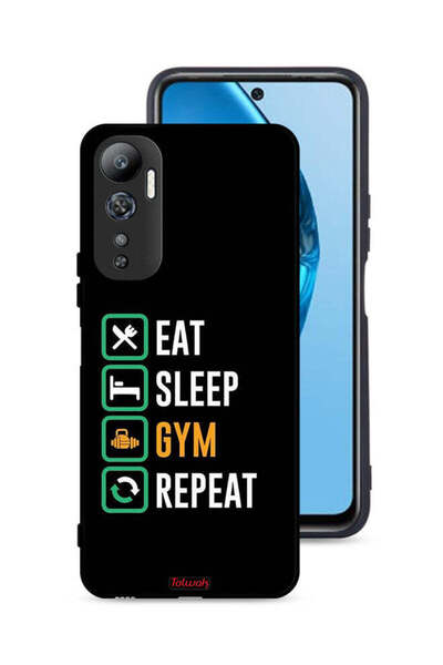 Tolwak غطاء حماية لهاتف Infinix Hot 20 4G، Eat Sleep Gym Repeat