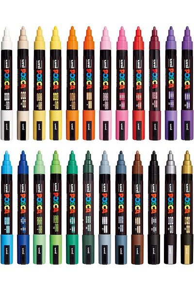 Uni Posca Pc-5M 1.8-2.5mm Marker Acrylic Painting Pen Set of 24