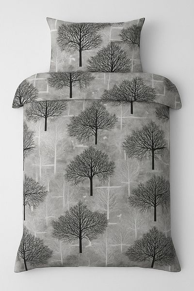 Butik 100% Cotton Quilted Fiber Filled Tree Patterned Single Pique