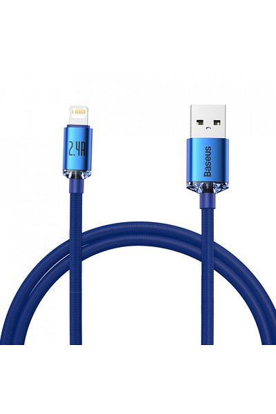 Baseus USB to Lightning data cable, 2.4A, 2m, Baseus Crystal Shine (CAJY000103) - Blue
