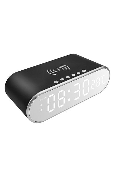 RARINCARE Digital Clock RARINCARE with Wireless Charger, Temperature and Alarm, Universal, 15W, Black