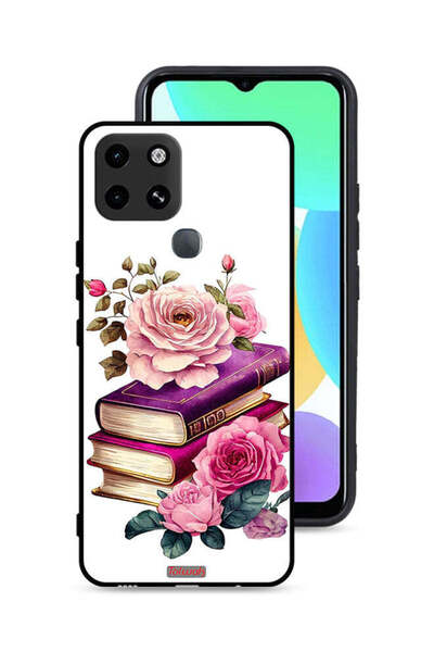 Tolwak غطاء حماية لهاتف إنفينيكس سمارت 6 بنقشة الورود والكتب