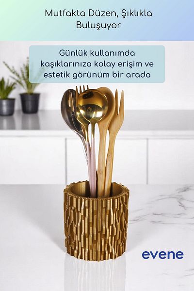 Evene Suport pentru tacâmuri de blat Suport decorativ pentru tacâmuri vertical Cilindru Suport pentru tacâmuri Culoare aurie Model 78