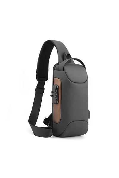 MBrands Smart MBrands shoulder bag with USB cable, waterproof, TSA anti-theft lock 33x17x9 cm Gray