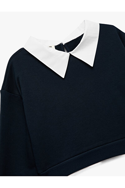 Koton Gömlek Yaka Detaylı Uzun Kollu Okul Sweatshirt