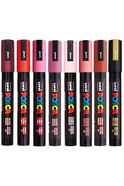 Uni Posca Pc-5M 1.8-2.5mm Marker Acrylic Painting Pen Set of 8 Valentine Colors