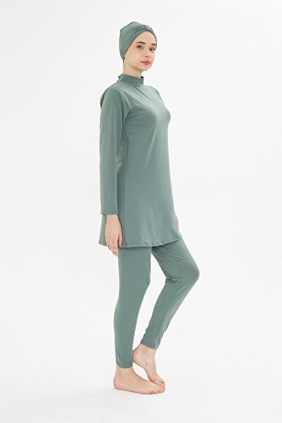 Fantasy Large Size Full Covered Lycra Hijab Swimsuit Green 3485b-y