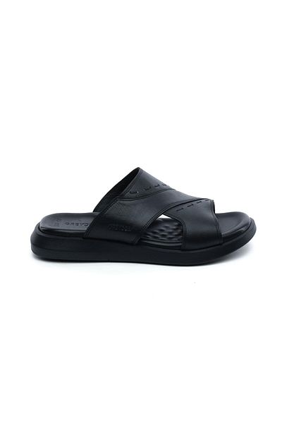 Greyder 64689 Black Men's Genuine Leather Men's Slippers