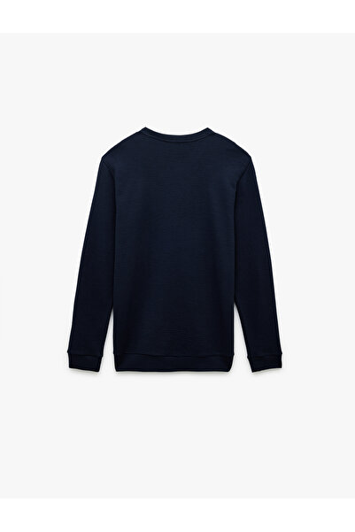 Koton Βαμβακερό μακρυμάνικο φούτερ με υφή Basic Crew Neck
