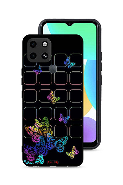 Tolwak غطاء حماية لهاتف إنفينيكس سمارت 6 بنقشة فراشات ملونة