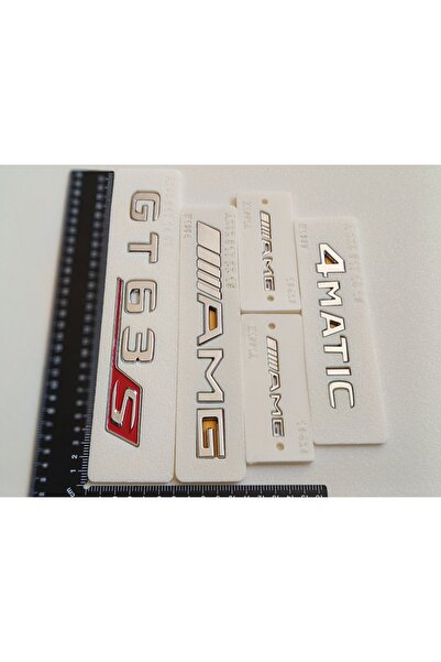 EDEXPORT Benz GT 63S-AMG-4Matic Bagaj ve AMG Çamurluk Yazısı Seti 5'li Kırmız...