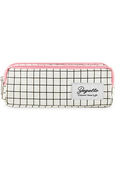 zagatto White and pink girls’ pencil case, spacious, 3 compartments, waterproof, school use, ZG722