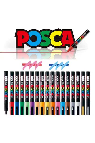 Uni Posca Pc-5M 1.8-2.5mm Marker Acrylic Painting Pen Set of 17