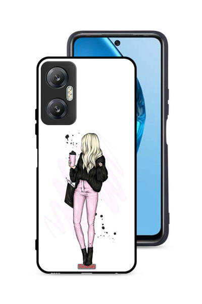Tolwak غطاء حماية لهاتف Infinix Hot 20 5G، صورة فتاة تحمل كوب قهوة