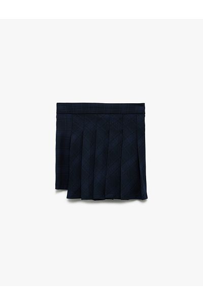 Koton Plaid Pleated Asymmetrical Mini Skirt