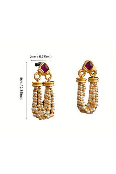 LİLİBETH BİJOU Altın Renk İnci Detaylı Vintage Küpe