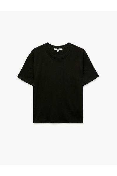 Koton Tricou de bază din bumbac cu mânecă scurtă și decolteu