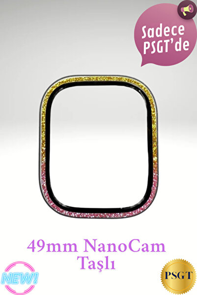 PSGT Apple Watch Ultra 49mm Uyumlu Taşlı Nano Cam Ekran Koruyucu Elmaslı