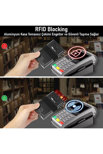 valkyrie Θήκη από ανθρακονήματα με έξυπνο μηχανισμό RFID Protect Wallet Θήκη πιστωτικής κάρτας 15 Χωρητικότητα κάρτας