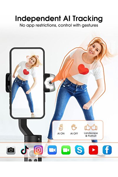 Hohem iSteady V2 Gimbal Stabilizer for Smartphone, 3-Axis Phone Gimbal w/Independent AI Tracking Sen
