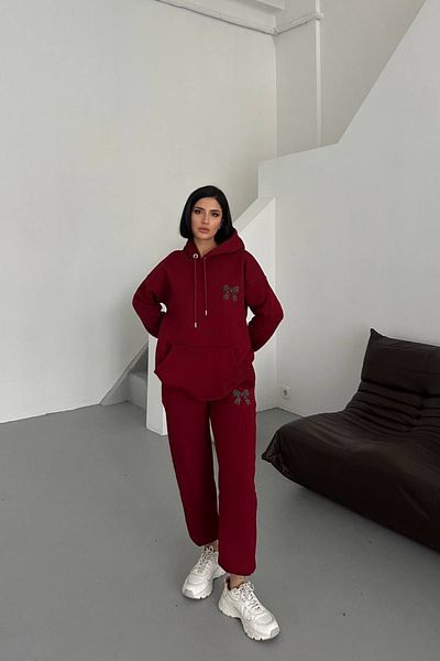 Bliss Modern Design Bow Detailed Women's Bottom Top Tracksuit Set