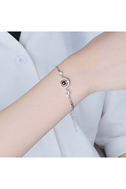 MBrands Brățară argint 925 care proiectează cuvântul „Te iubesc” în 100 de limbi.