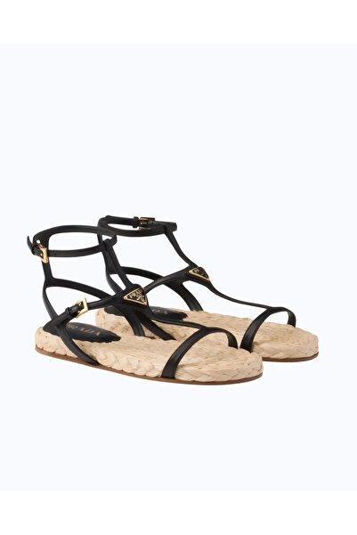 Prada Sport Triangle Logo Leather Women's Sandals