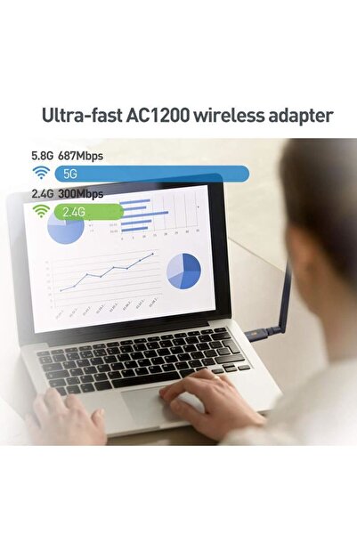 OEM Adaptor WiFi, Wireless, USB 3.0, 1200Mbps, 2.4/5 Ghz, Bandă dublă, Negru