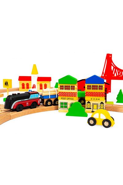 ideal STORE The JoyFul Town idealSTORE Multifunctional Wooden Track, Includes 89 Interesting Elements,