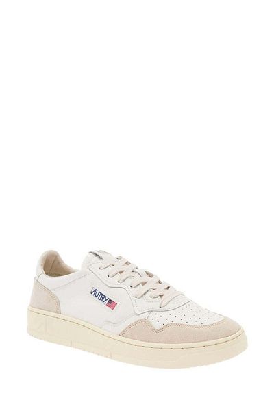 AUTRY 'Medalist' White Low Top Sneakers With Beige Suede Details In Leather Man