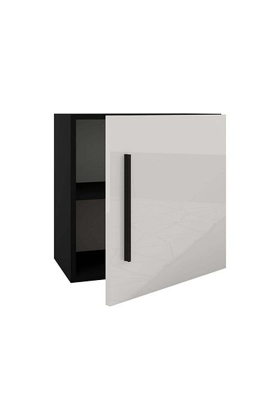 haaus.ro Cube Kos, One Door, Black/Glossy White, MDF, 50 x 30 x 50 cm