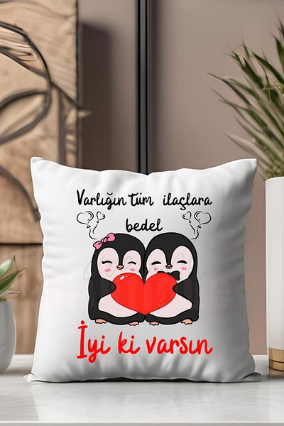 qoeuyl boutique Good to Have You - Penguin Printed Gift for Partner, Lover, Friend Fiber Filling Satin Mini Pillow