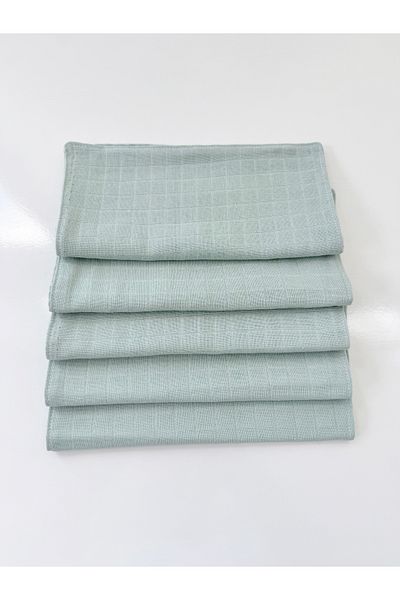 Jaju Baby Green Muslin 5 Pieces Mouth Cloth Back Cloth Shoulder Cloth Multi-Purpose Newborn Cloth