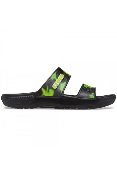 Crocs Classic Tie-Dye Graphic Sandal 48-49 EU - M13 US Black - Black/Lime Punch
